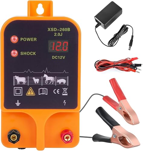 Strongest 2J 12V Pulse Electric Fence Charger - 20km Range Kit for Livestock & D