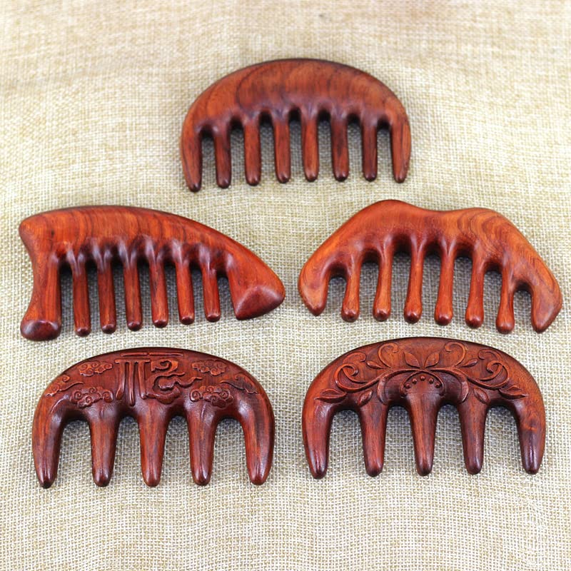 Mascot Wooden crafts Wood carving art Wood decoration artwork 悉角紫檀木梳 便携化妆梳子 健康手柄木梳雕花工艺(4号)