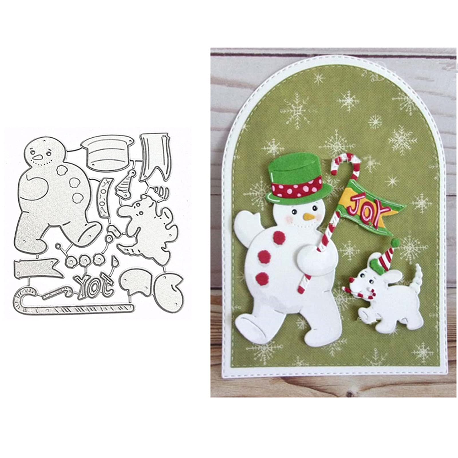 Snowman & Trees Frame Metal Cutting Dies - DIY Scrapbooking, Card Making, Embossing Stencils (5.5x4.25 Inch)