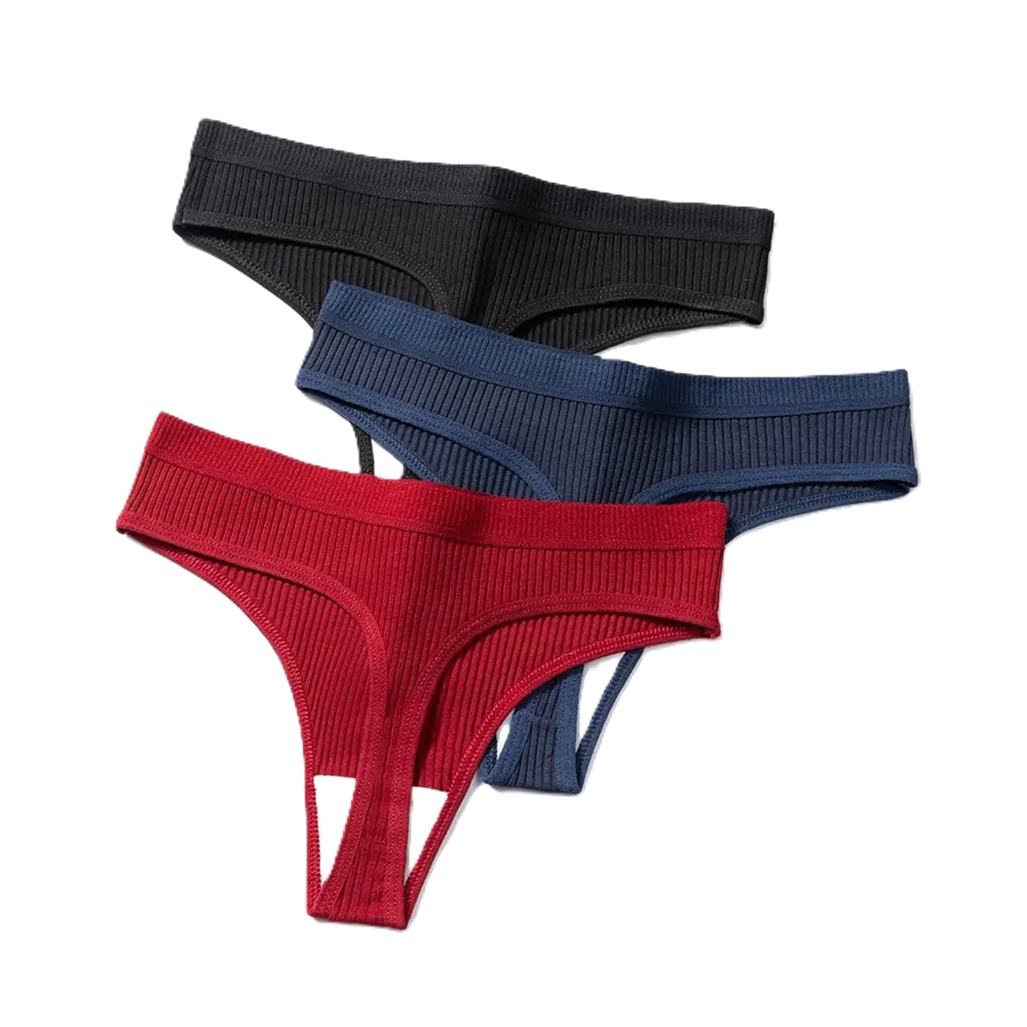 BBBIKINI Womens Seamless Cotton Thong Panty, Pack of 3, Multicolors-image-18