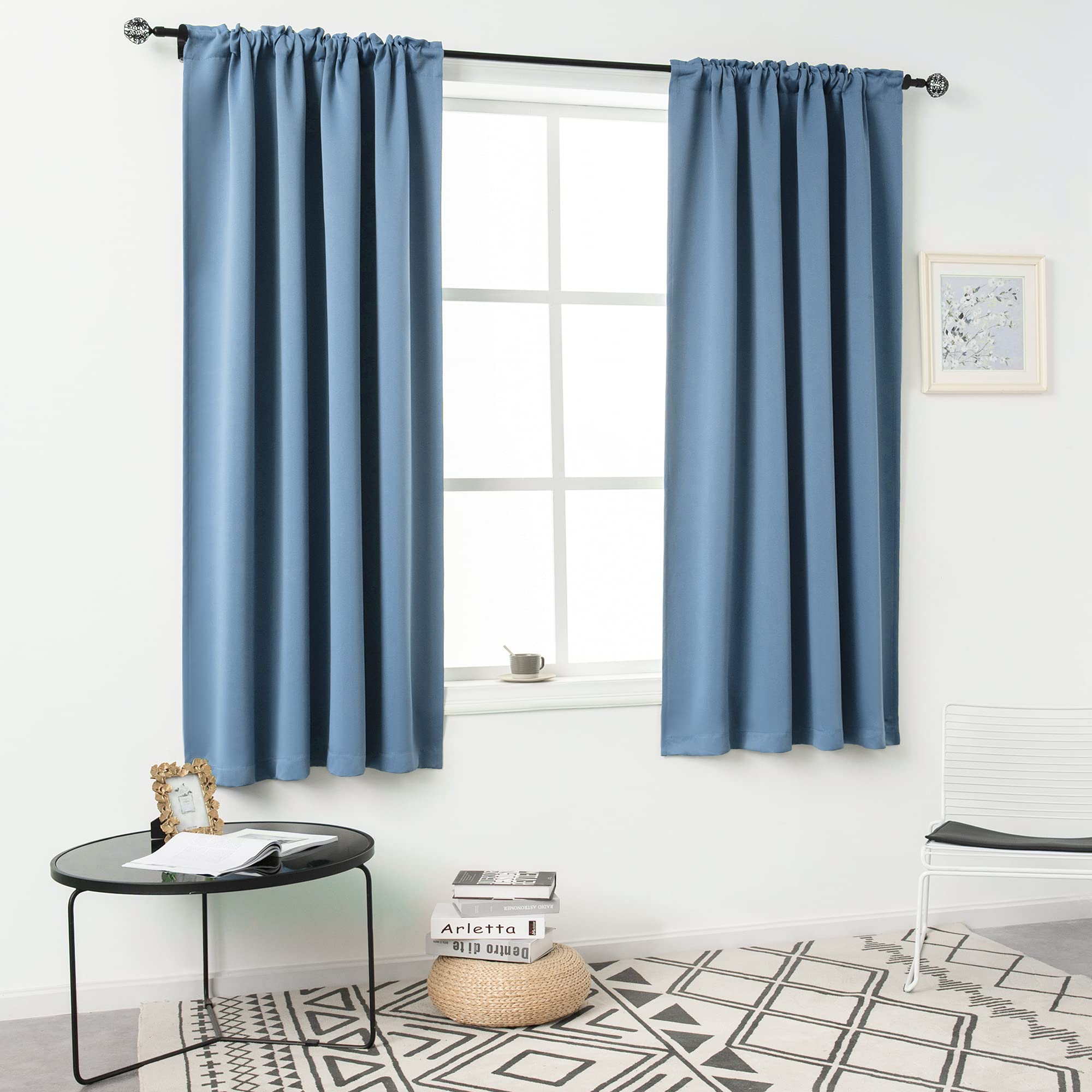 XTMYI Tende con stampa blu navy, lunghe 240 cm, per soggiorno, set di 2 pannelli, tende in