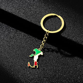 Italy Map Keychain Elegant Italy Map Keyring Map Holder Stainless Steel Bag Charm for Woman Man