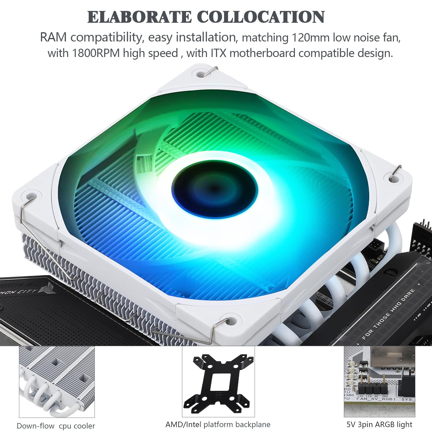 TR -AXP120-X67 Bianco ARGB Low Profile CPU Air Cooler con ventola PWM TL-C12015W-S da 120 mm, 6 tubi di calore, altezza 67 mm, per AMD AM4 AM5/Intel LGA 1700/1150/1151/1155/1200/2011/2066 6/185. 1