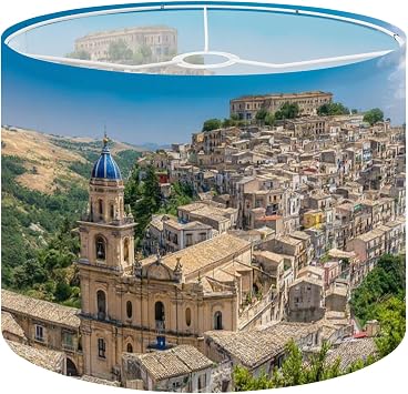 Lampshades Lamp Shades 13"x13"x9.8" Panoramic view Ragusa Ibla baroque town Sicily Sicilia southern Italy Light Shade for Table Lamps Floor Lamps Drum Lamp Shades Lampshade Replacement