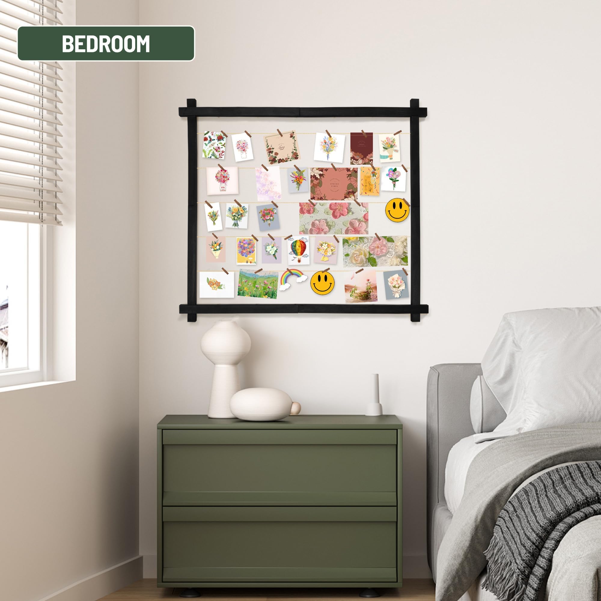 Wood Picture Frames Collage,Photo Display With 30 Clips,Hanging Picture Board Wall Decor For Dorm Graduation Letter Postcard Greeting Card 6 thumbnail image