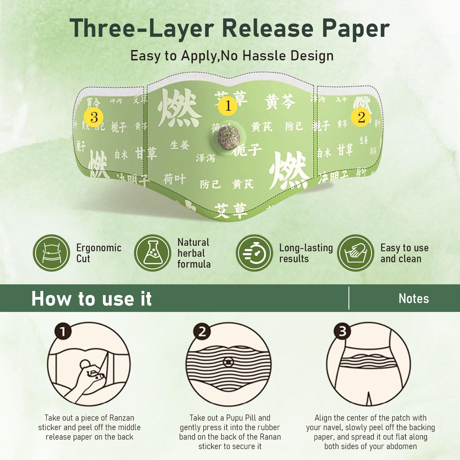 Herbal Patch Pad Balance - Beifuß Kräuternabel Pflaster zur Linderung von Menstruationskrämpfen, unterstützt reduzierte Blähungen, fördert den Bauchkomfort, nicht reizendes Design, 1 Boxen, 5 Stück (2