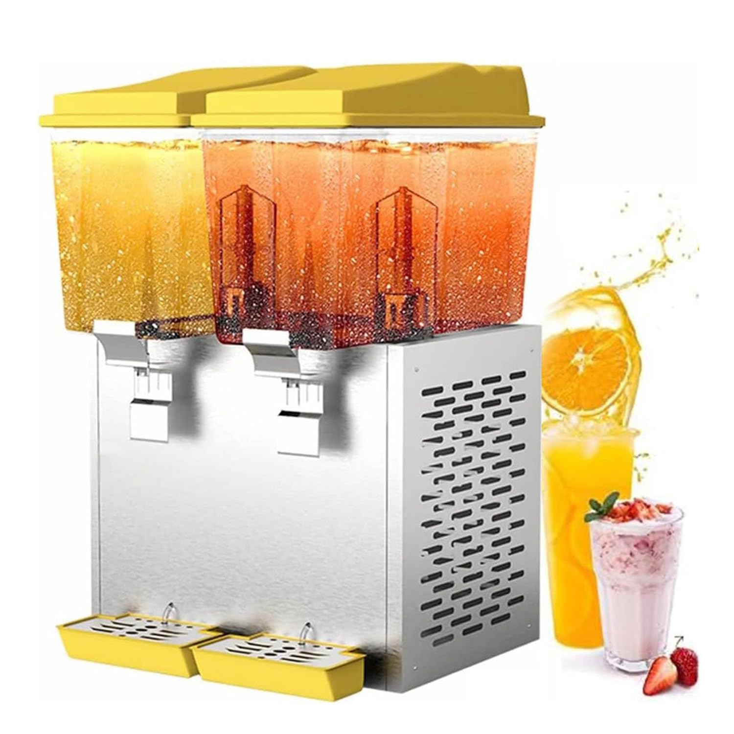 MYUYEE Glass Drink Dispenser, Commercial Juice Beverage Dispenser Hot And Cold Temperature Control 16L/32L/48L Multicolor (16L-Black)