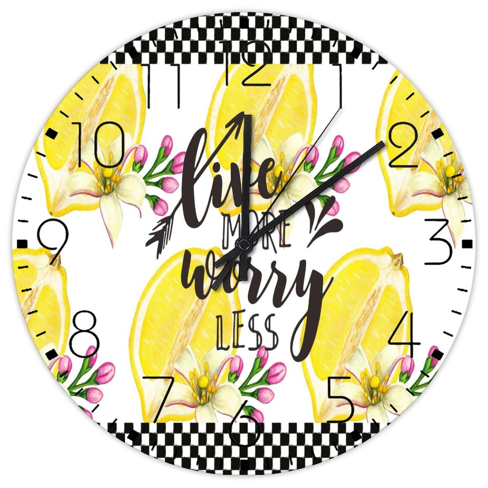 Horloge murale ronde en bois citron 38cm pour décoration