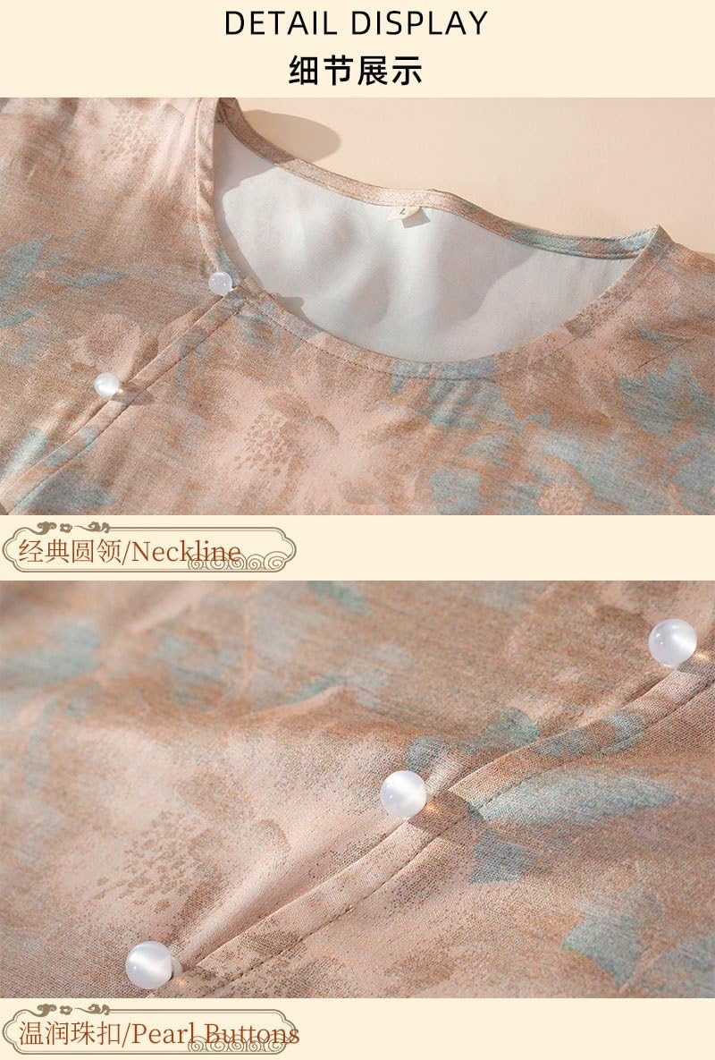 Pijama de algodón fino estilo chino para mujer, conjunto de descanso de manga larga para primavera
