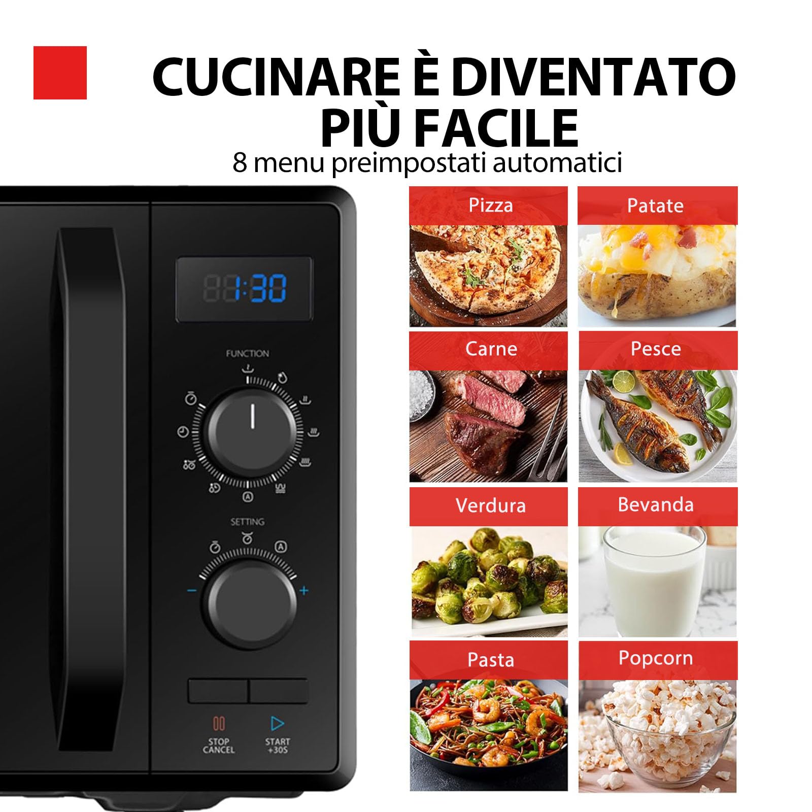 Toshiba 3-in-1 Forno a Microonde con Grill e Cottura combinata, 23 L, Piatto Girevole con Memoria di Posizione, Timer, Luci LED Integrate, Programma pizza, Nero