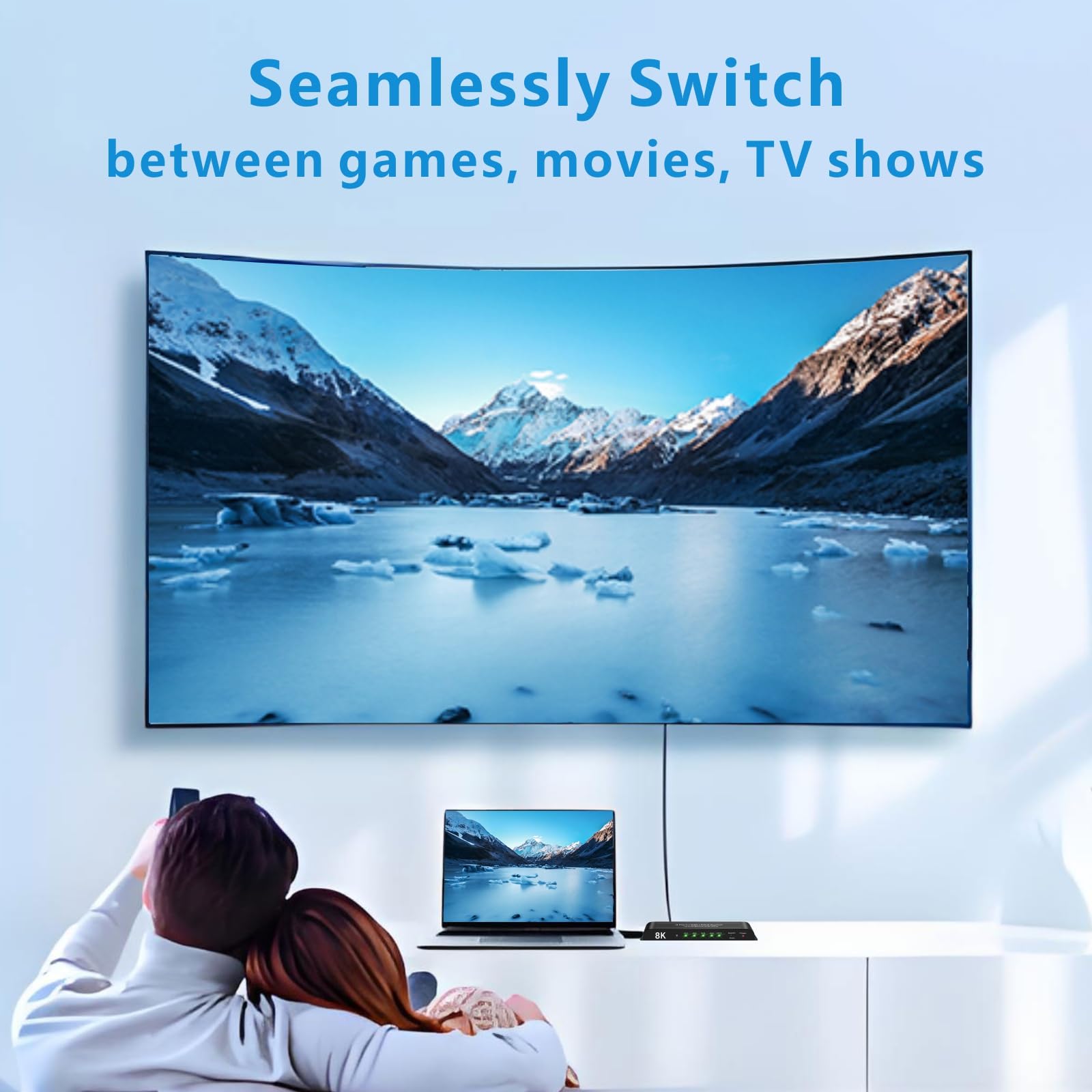 Conmutador HDMI 8K 4 en 1, salida 4K a 120Hz, compatible con HDR10+, Dolby Vision, Dolby Atmos, VRR, ALLM, CEC
