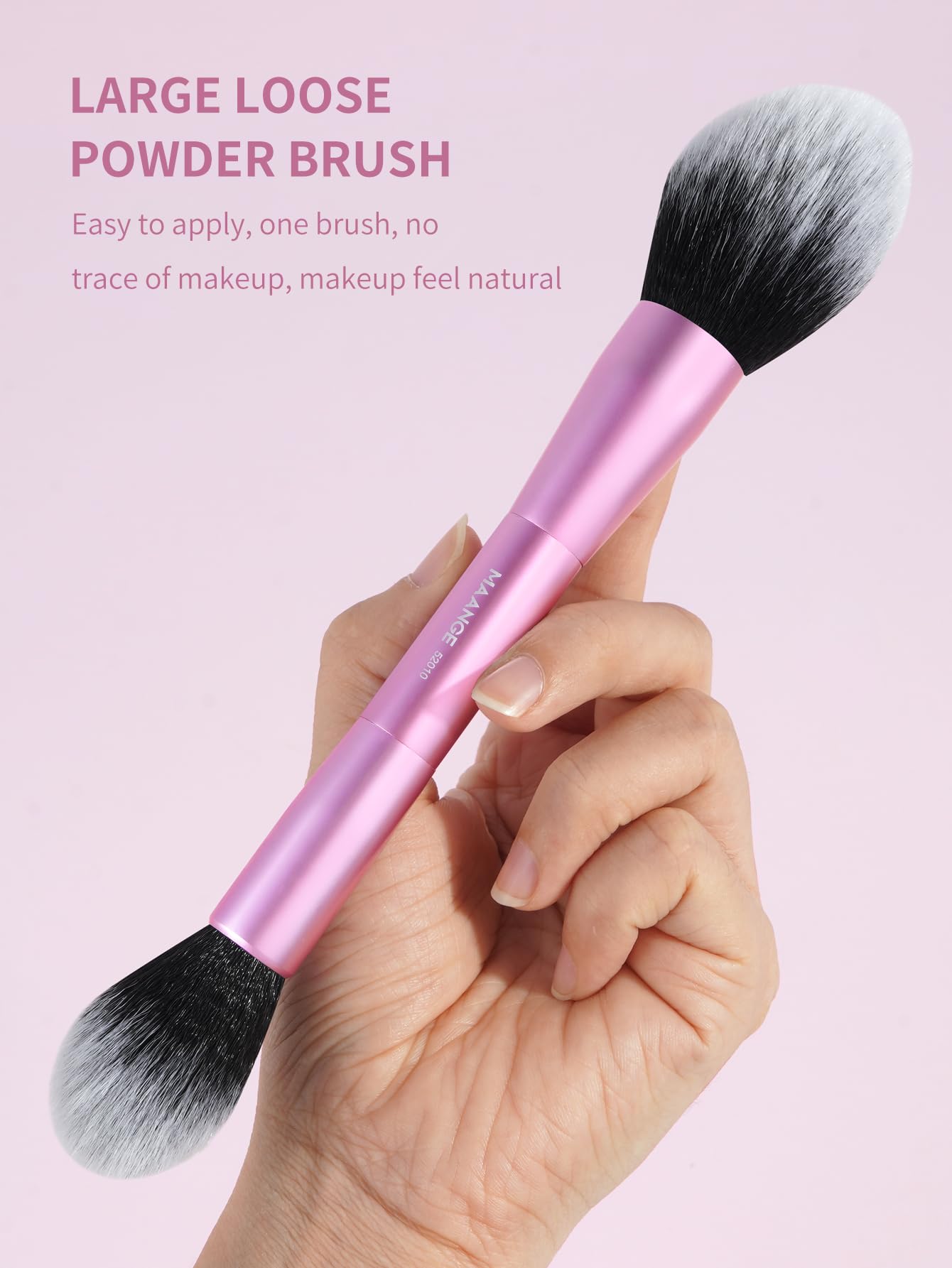 MAANGE Set di 4 pennelli per fondotinta kabuki a doppia estremità, per cipria liquida, correttore, crema, cosmetici, blush, kit di strumenti per il trucco del viso (rosa)