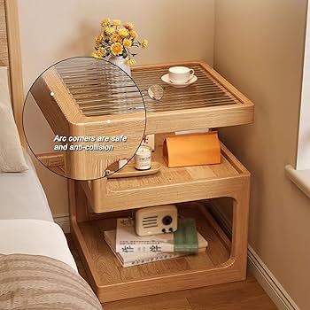 天然タモ　ブラックオープンシェルフ　ベッドサイドテーブ 天然タモ ブラックオープンシェルフ ベッドサイドテーブ 楽天