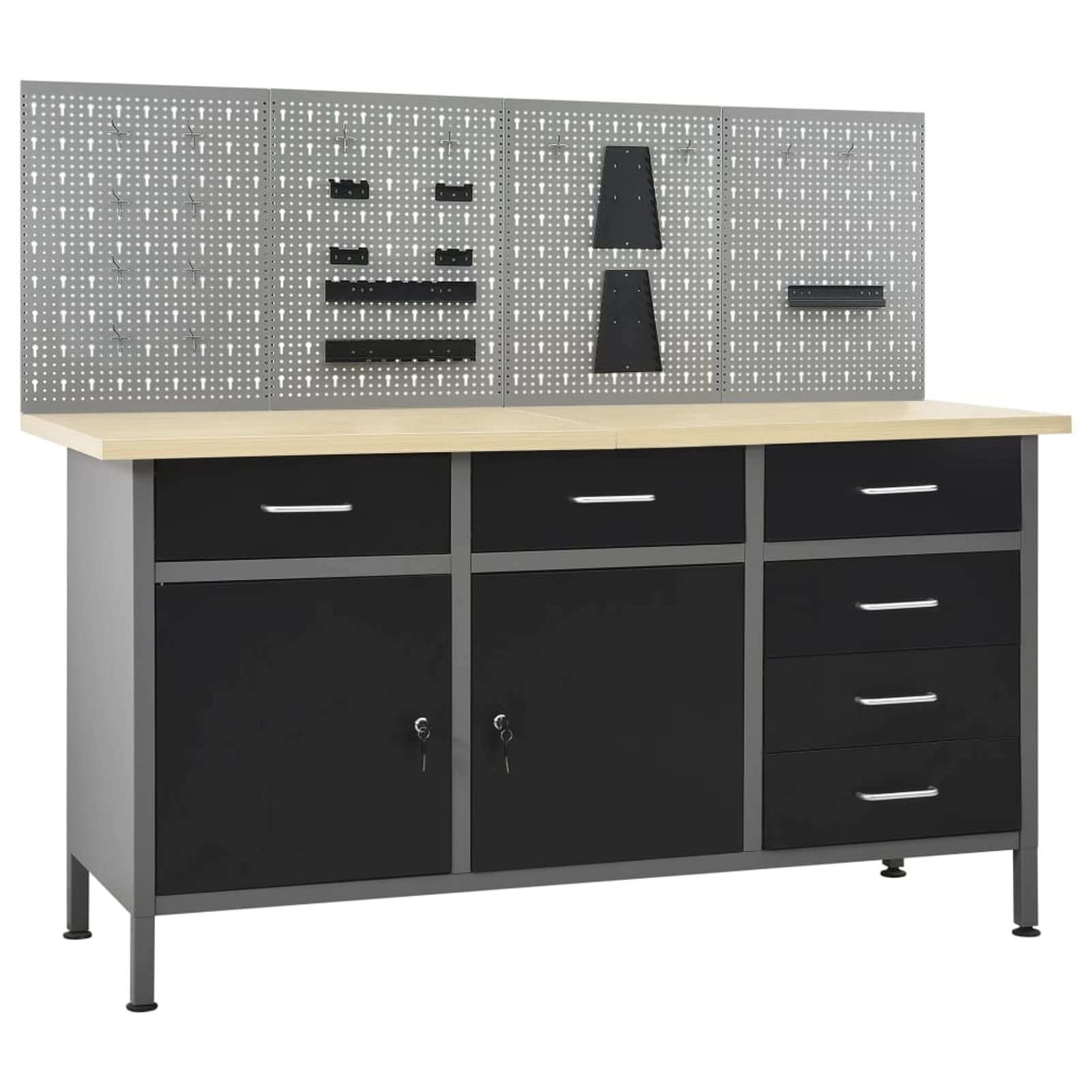 Banco de Trabajo con Cuatro Paneles de Pared, LAPOOH Banco De Trabajo, Mesa De Trabajo Taller, Caballete Mesa, Banco Herramientas, Bancada De Trabalho,