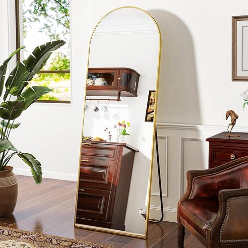 Miniatura 1 de Espejo de arco de longitud completa, espejo de piso de 21 x 64 pulgadas con soporte, marco de aleación de aluminio, espejo de cuerpo completo, para