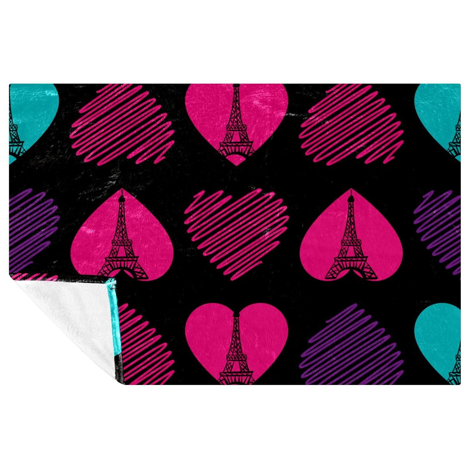 Couverture chaude Tour Eiffel 150x100 cm pour plaid canapé, camping et pique-nique
