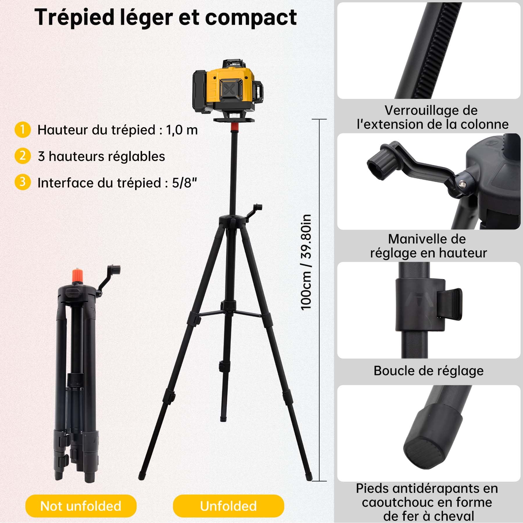 Niveau Laser Chantier Autonivelant 4 x 360°, 4D 16 Lignes Lazer Niveaux avec 4800mAh Batterie, Mode Impulsion ExtéRieur, Télécommande, IP54 Étanche et Anti-Poussière