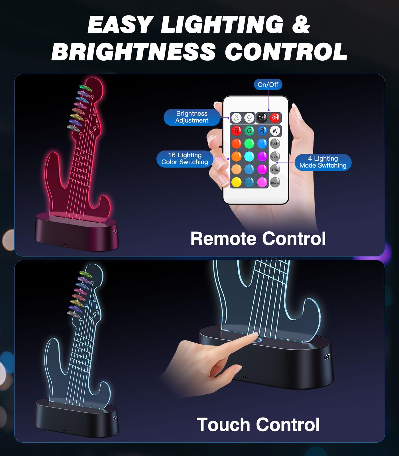 MoKo Porta Plettri Luminoso per Chitarra, Supporto per Plettro a LED con 7 Colori, Alimentazione USB, Contiene 8 Plettri, Regalo per Chitarra per Uomo, Musicista e Chitarrista