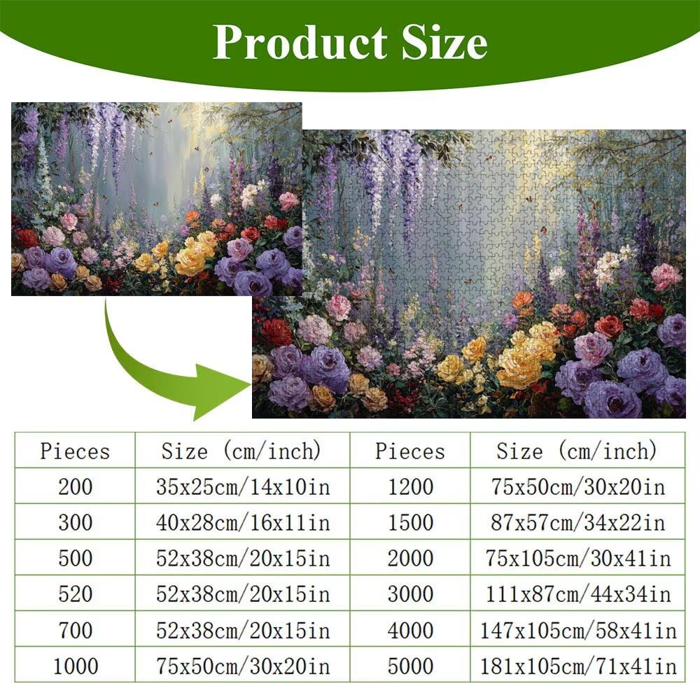 Puzzle 1200 Piezas Adultos Flor & Bosque, Rompecabezas con Letras Traseras y Póster, Pasatiempo Antiestrés, Decoración de Pared, Regalo Decorar Mujer Hombre 75 x 50 cm (14 Años +) P3#182