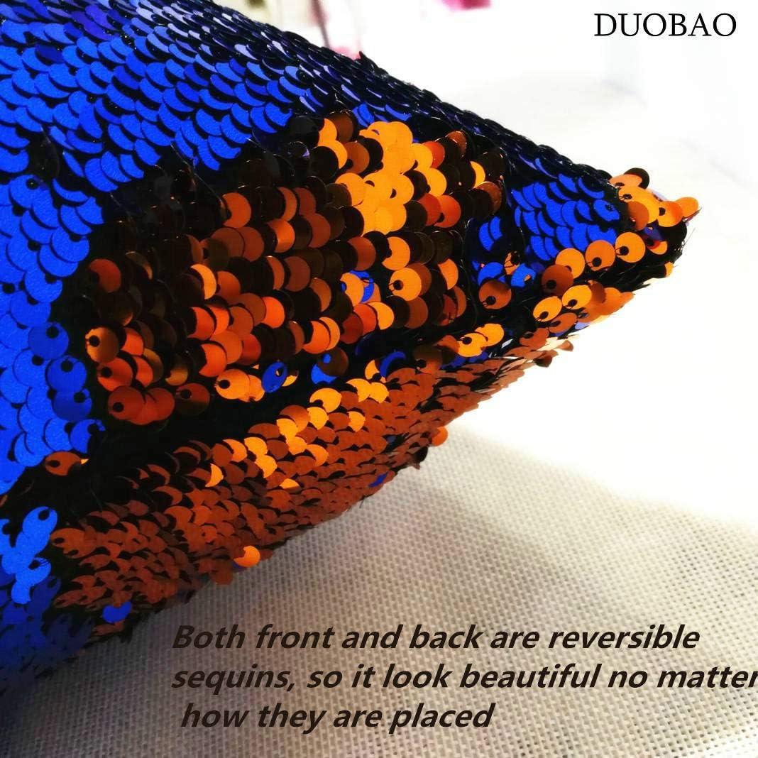 DUOBAO 20x20 Inch Reversible Sequin Pillow Covers Set of 2, Blue to Orange Color Changing Mermaid Decor, Decorative Throw Pillow Case for Home, Sofa, Bedroom, and Living Room