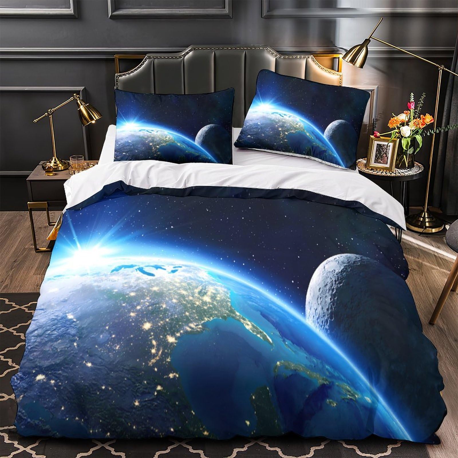 Parure de lit vue de la Terre avec housse de couette microfibre 3D pour ado