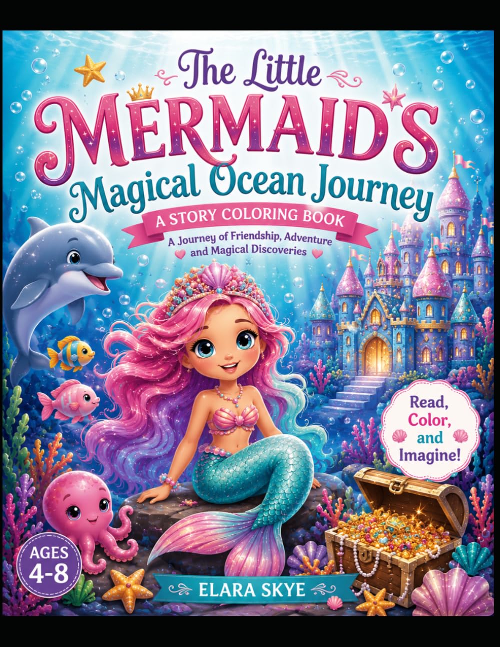 The Little Mermaid’s Magical Ocean Journey: A Story Coloring Book for Kids Ages 4–8 | Read, Imagine, and Color Through an Underwater Adventure Filled ... Magic (Magical Story Coloring Adventures)