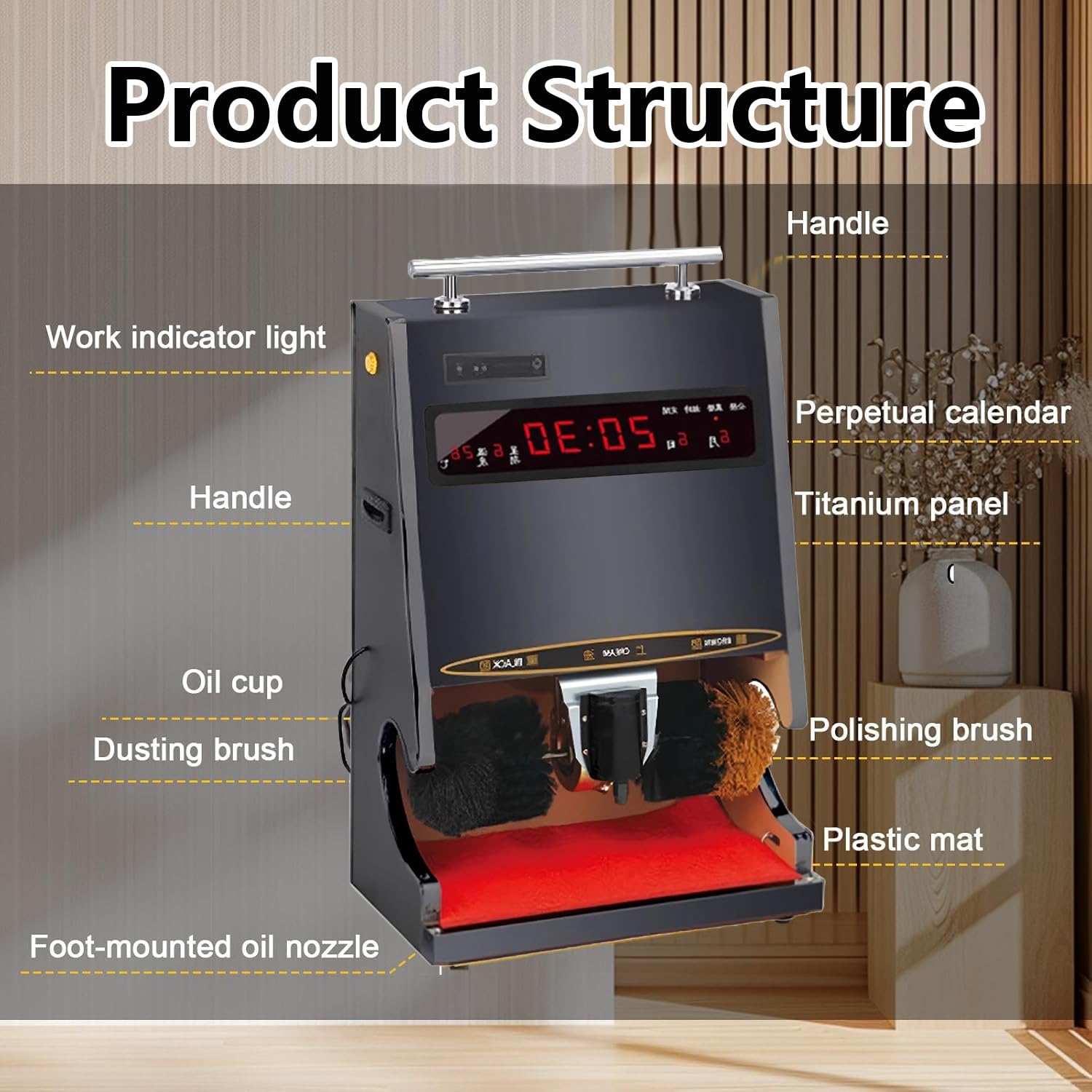 Pulidora automática de zapatos de 100 W, máquina pulidora de inducción eléctrica, limpiador multifuncional de suela de acero inoxidable para el hogar y centros de ventas