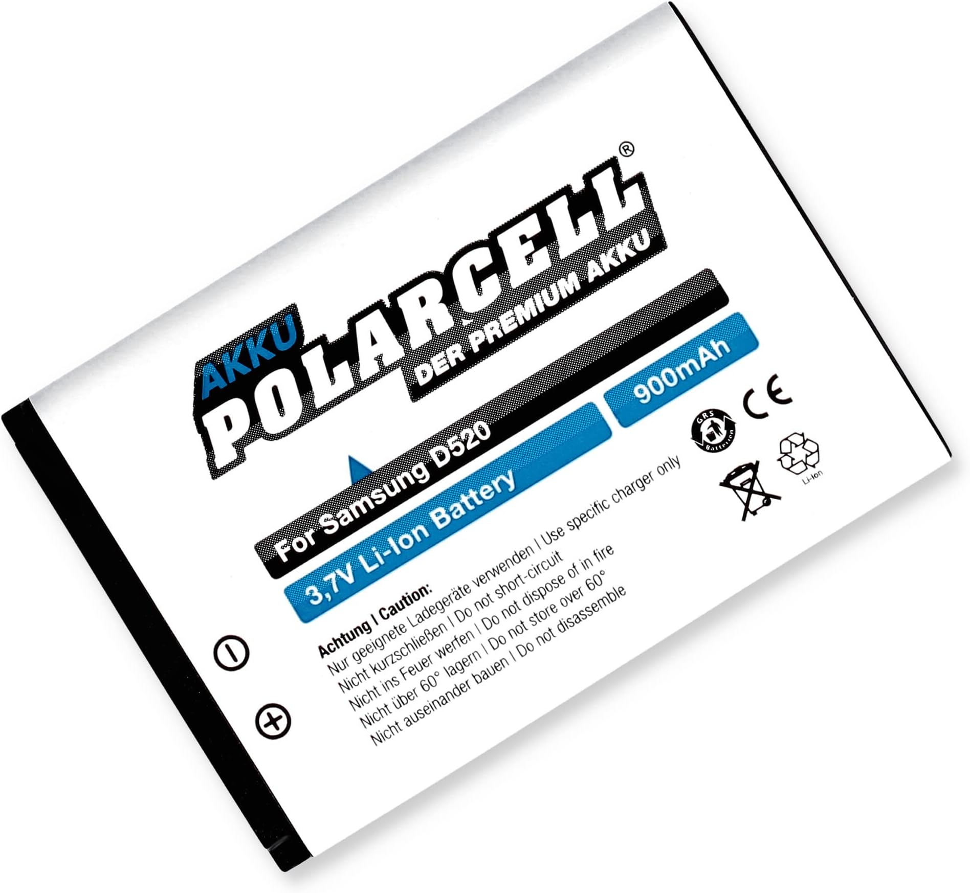 PolarCell Battery for Samsung SGH-D520 D720 D730 (900mAh / 3.3Wh BST3108BE AB463446BU