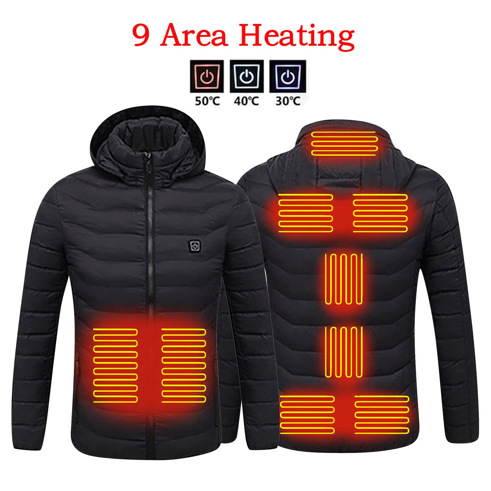 Generisch 2026 Zum Reiten Beheizte Kleidung Beheizter Mantel Via Outdoor Skifahren Angeln Damenmantel (Black, L)
