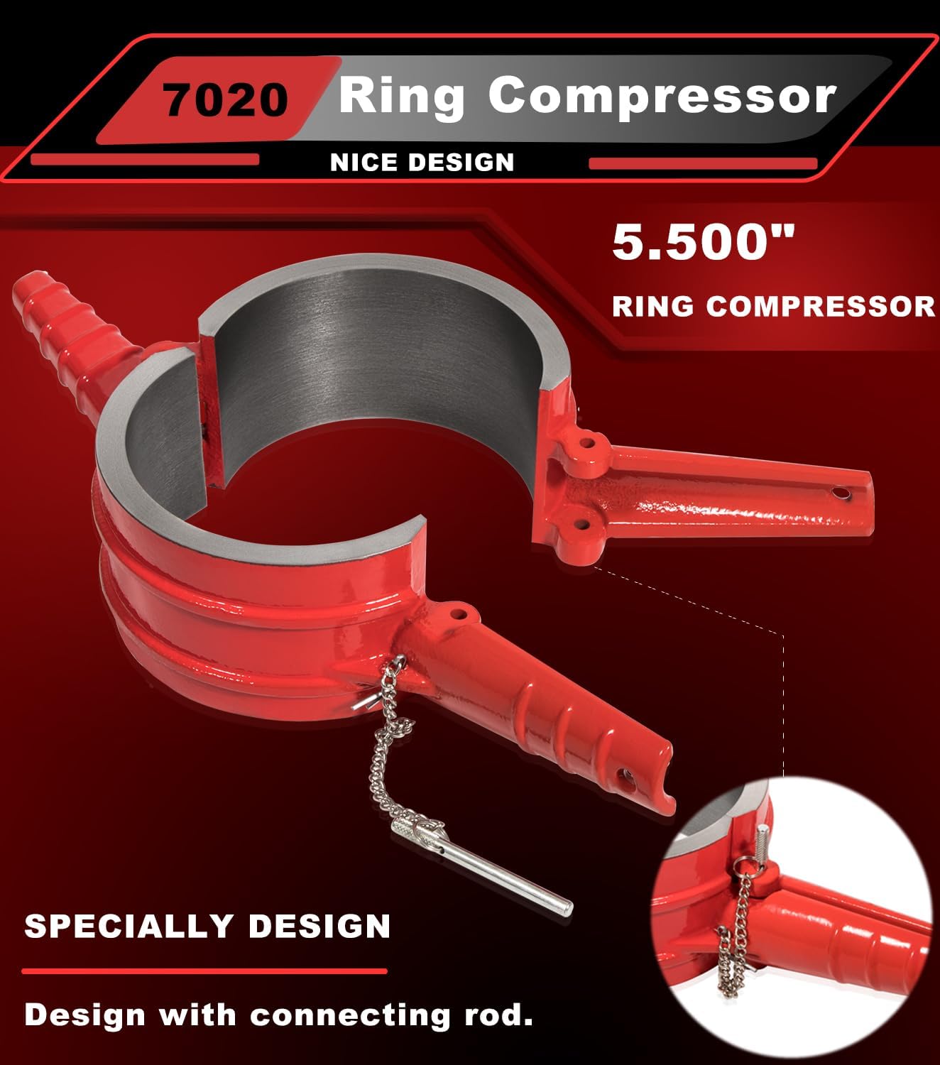 7020 Piston Ring Compressor Tool 5.5" Bore Compatible with Cummins NH NT N14, Replaces # PT-7020 5.500" Ring Compressor