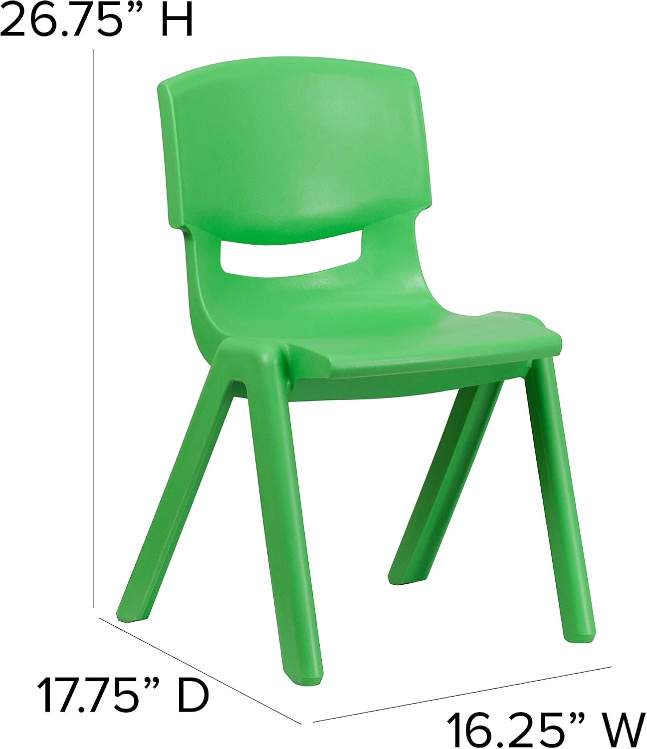 Flash Furniture Whitney 5 Pack Green Plastic Stackable School Chair with 15.5'' Seat Height