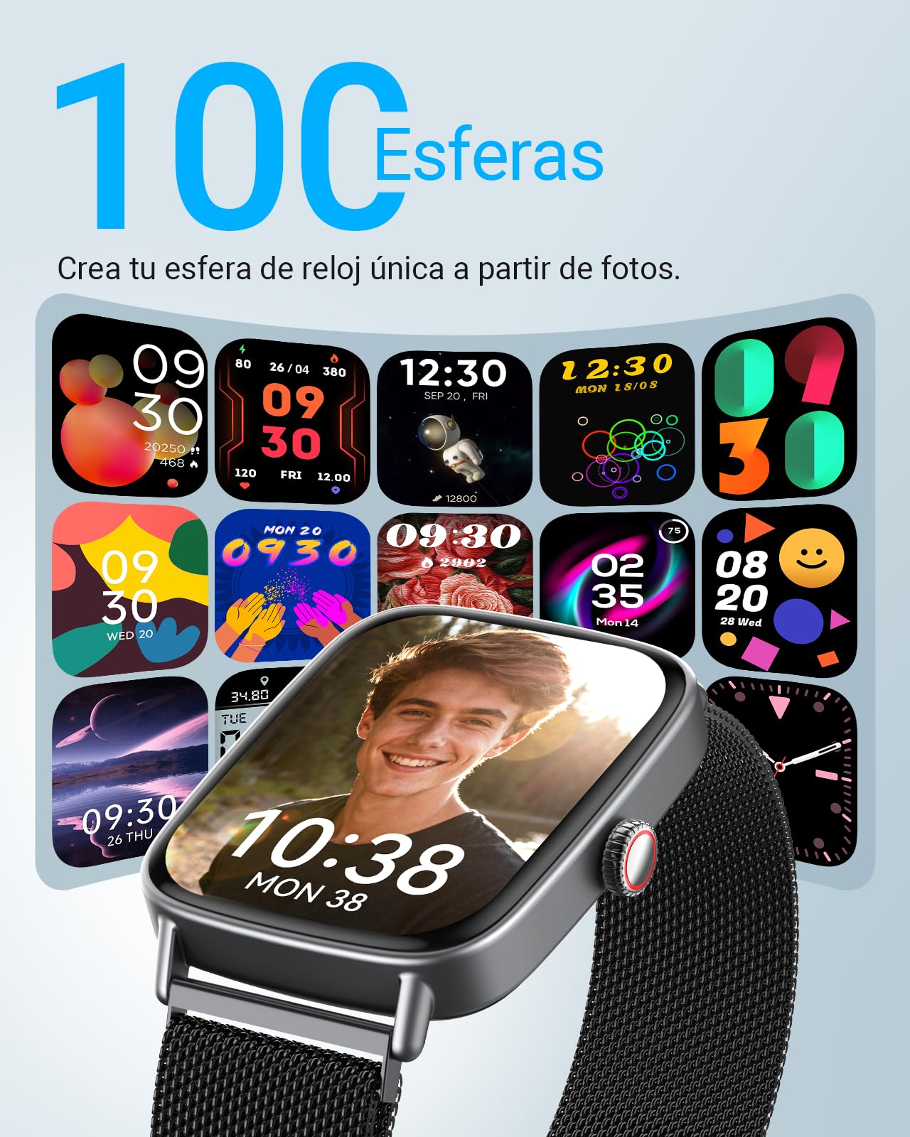 Fitpolo Reloj Inteligente Hombre, 1.85" Smartwatch con Llamadas Bluetooth y Whatsapp Notificación, Pulsómetro, IP68 Pulsera Actividad con 100+ Modos Deportivos, Monitor de Sueño para Android iOS