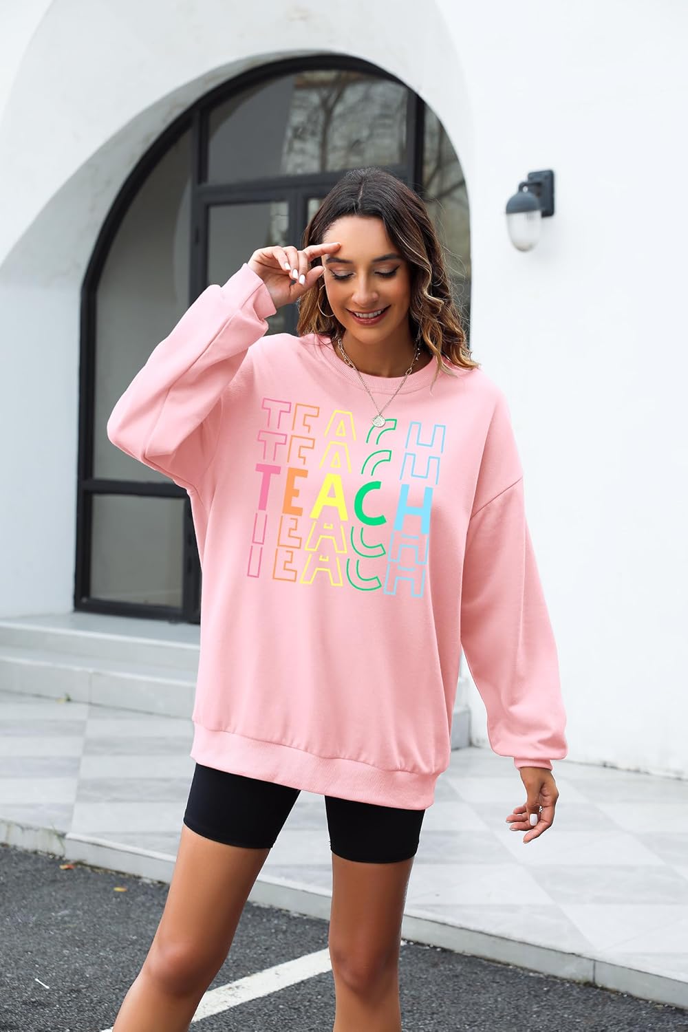 NANYUAYA Teacher Sweatshirts Women Inspirational Teach Shirt Preschool Teaching Pullover Graphic Tee Long Sleeve Tops - Image 3