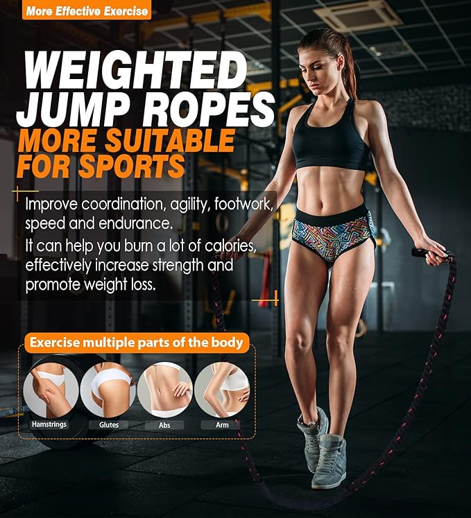 The Weighted Jump Rope for Fitness is a 9.8ft heavy battle rope designed for exercise and workout purposes. It is a 3lb workout rope suitable for both women and men looking to engage in gym training or home workouts. The weighted design of the jump rope offers increased resistance and intensity for a more challenging workout experience.
