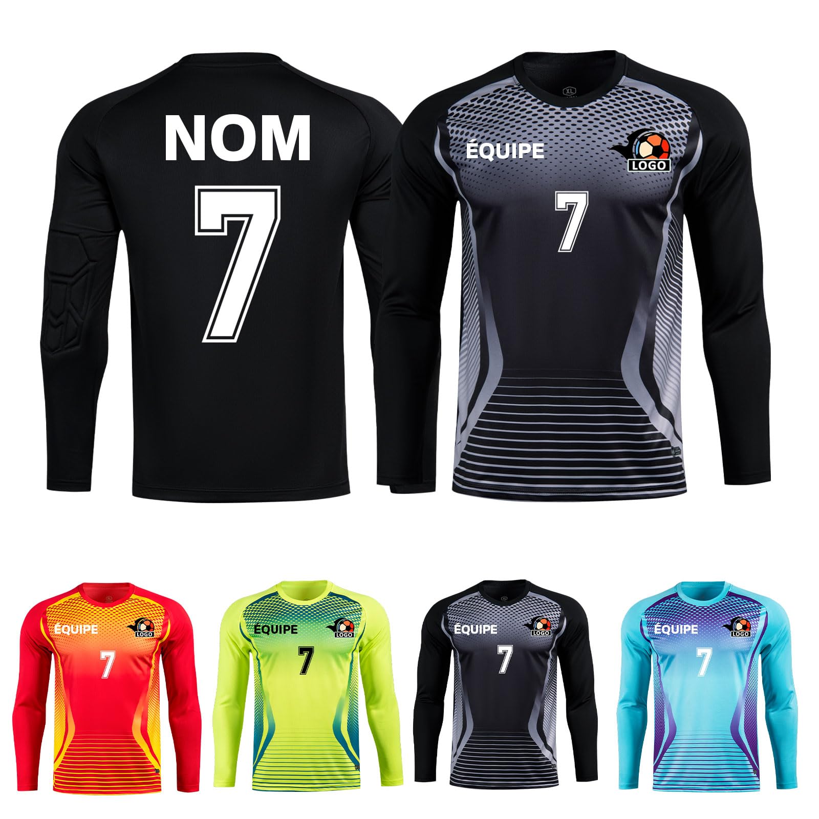 LAIFU Maillots de Gardien de But Adultes et Juniors Personnalisés Maillots de Gardien de But avec Nom, Numéro et Logo