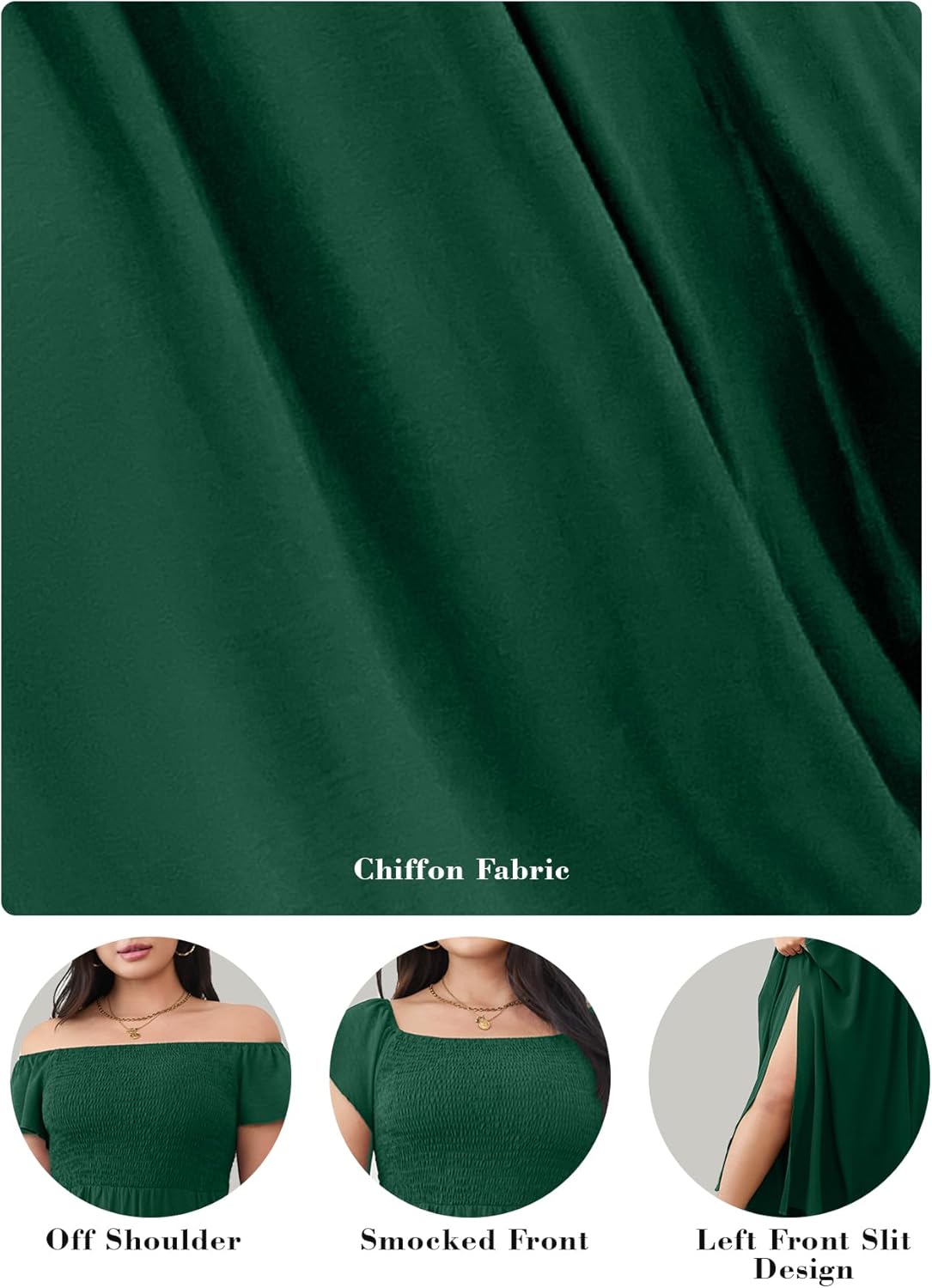 RWJ Womens Plus Size Wedding Guest Dress Summer Off Shoulder Short Sleeve Party Cocktail A-Line Split Long Maxi Dresses - Image 5