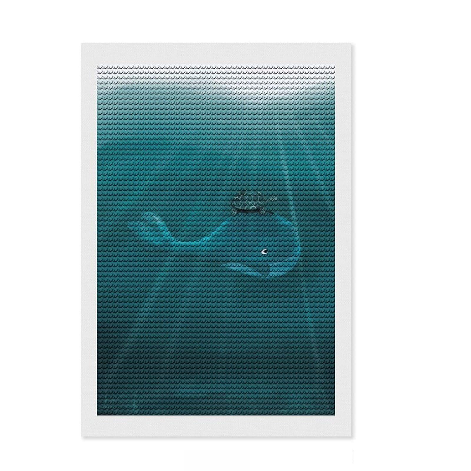 Junmoney Whale and Turtle Underwater Diamond Painting Canvas Set 8"x12", for Teens, Pleasing Wall Art Project, Cosy Home Accent, Birthday Gift