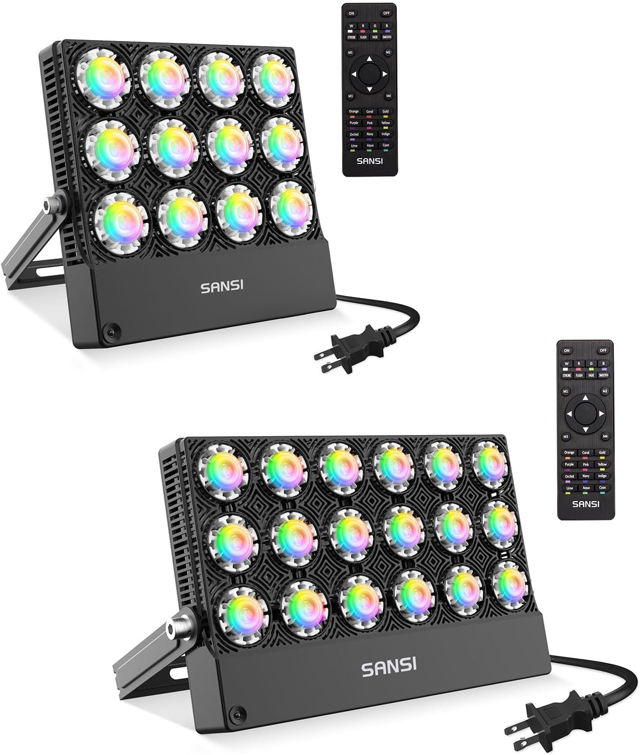 SANSI Led Flood Light 500W Equivalent,RGBW Outdoor Color Changing Christmas Led Stage Landscape Lights Led Flood Light 600W Equivalent with Ceramic Technology