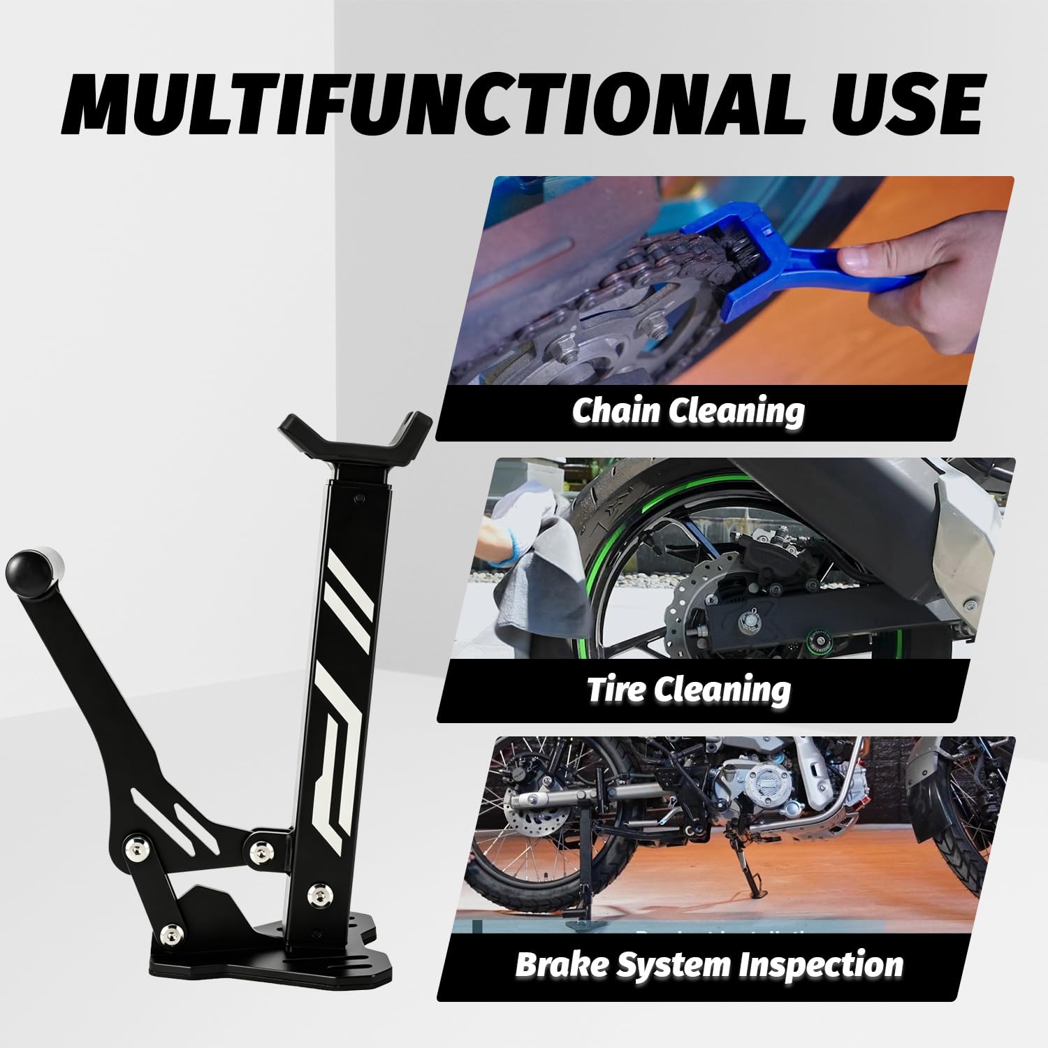 JFG RACING Cavalletto Stand Moto,Supporto Ruota Posteriore Moto,Supporto Ruota Regolabile Portatile Universale per Motocross Enduro Pit Bike Dirt Bike Lubrificazione Catena Pulizia Catena-Nero