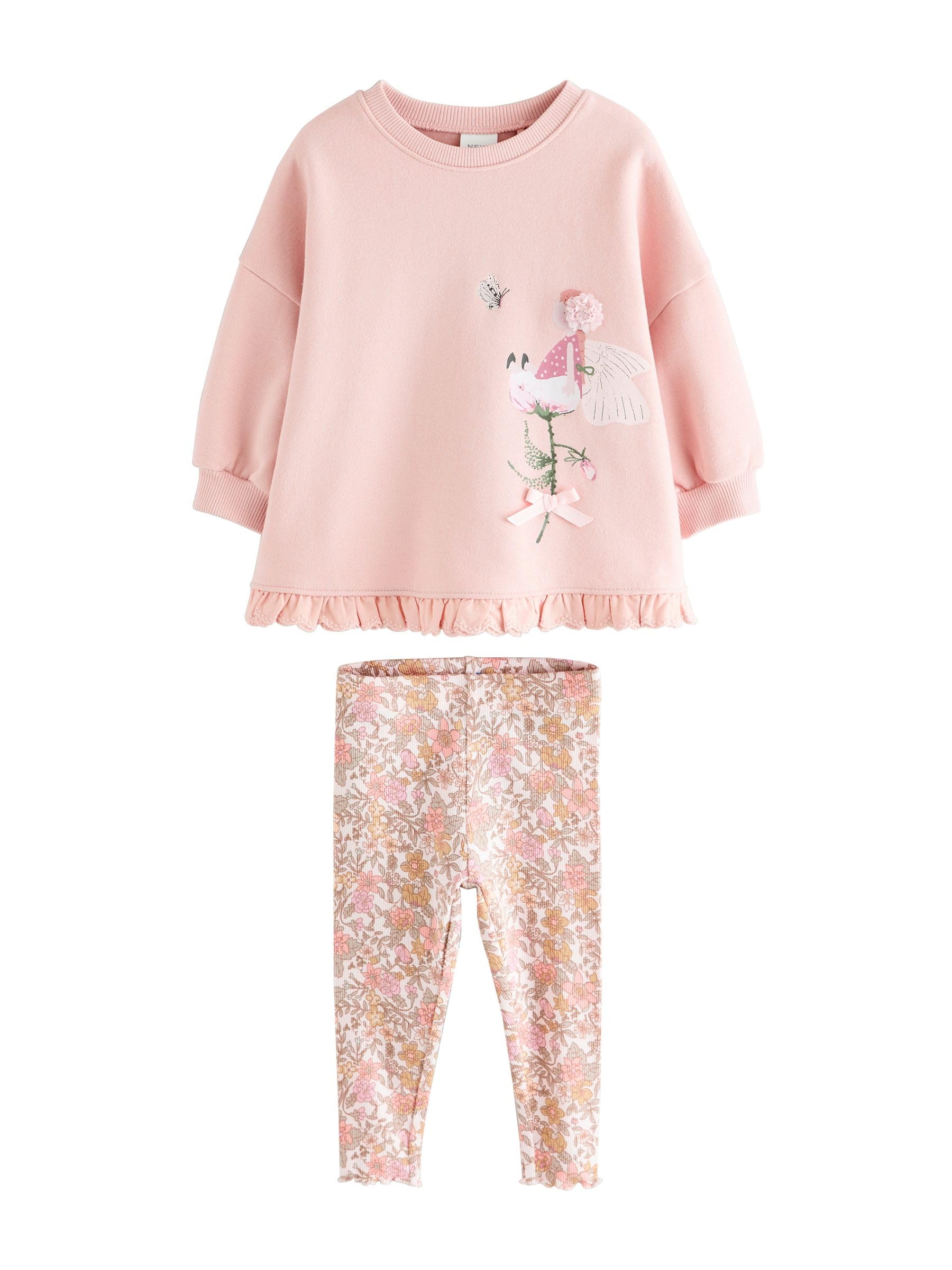 NEXT Niñas Conjunto de sudadera con volantes en el bajo y leggings