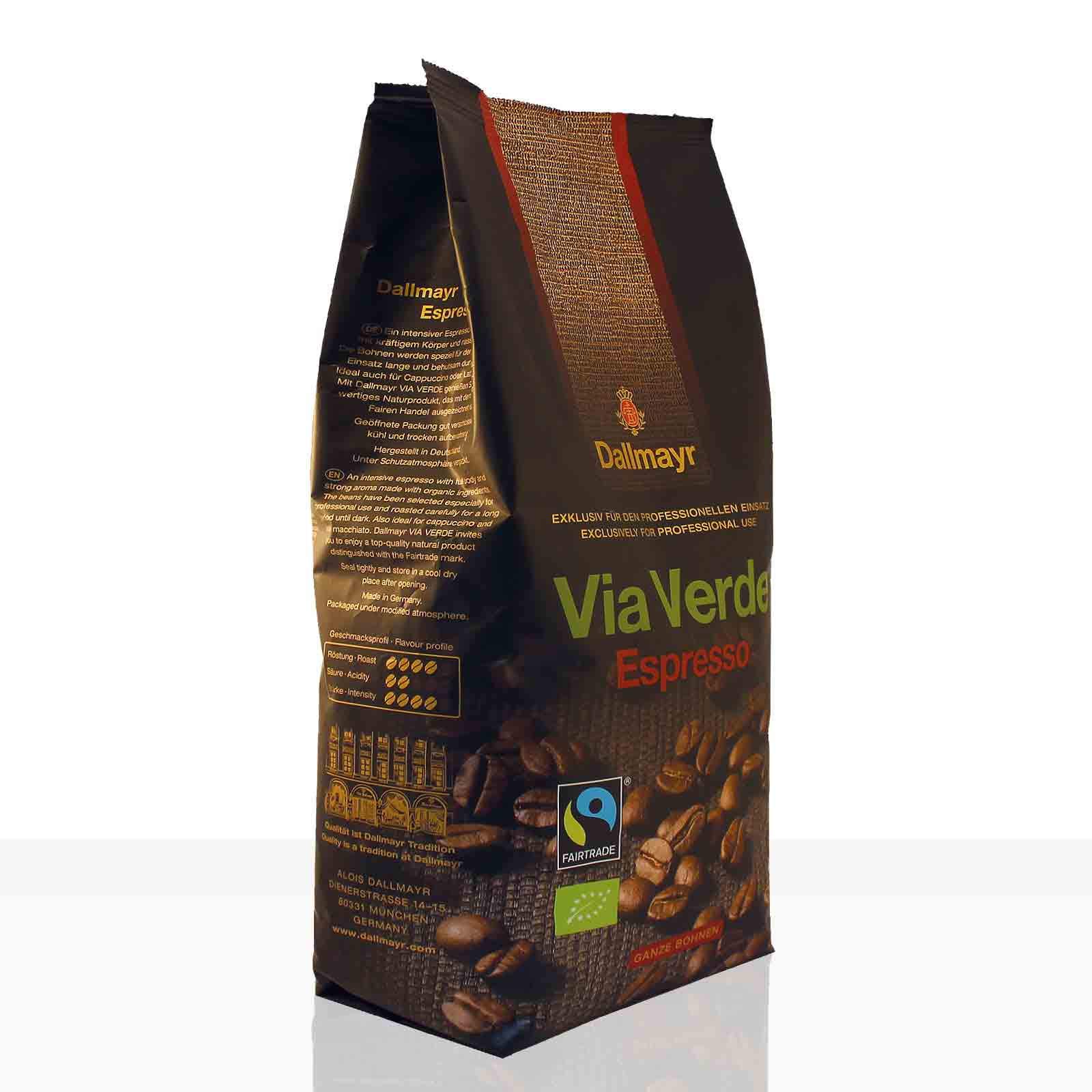 Dallmayr Via Verde Espresso Bio Fairtrade - 6 x 1kg Kaffee ganze Bohne