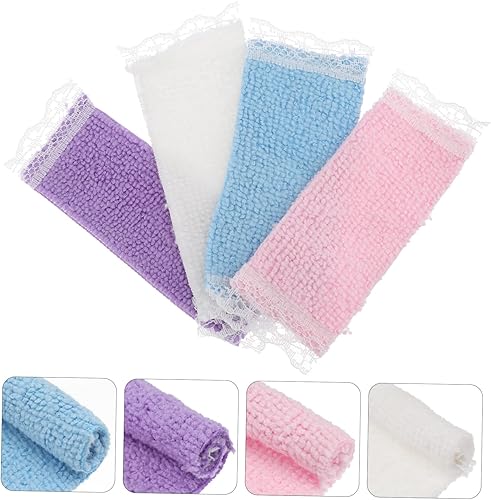 Miniatura 5 de 4pcs casa de muñecas toalla de baño miniatura accesorios de baño 1 12 casa de muñecas muebles de baño muñecas casa juego casa accesorio para niños