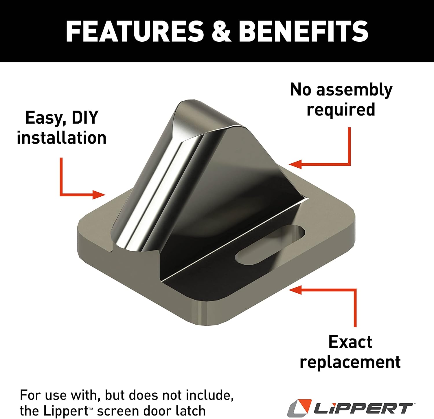 Lippert Standard Replacement Outside Screen Door Frame Striker for RVs with Easy Installation, No Assembly Required - 198252