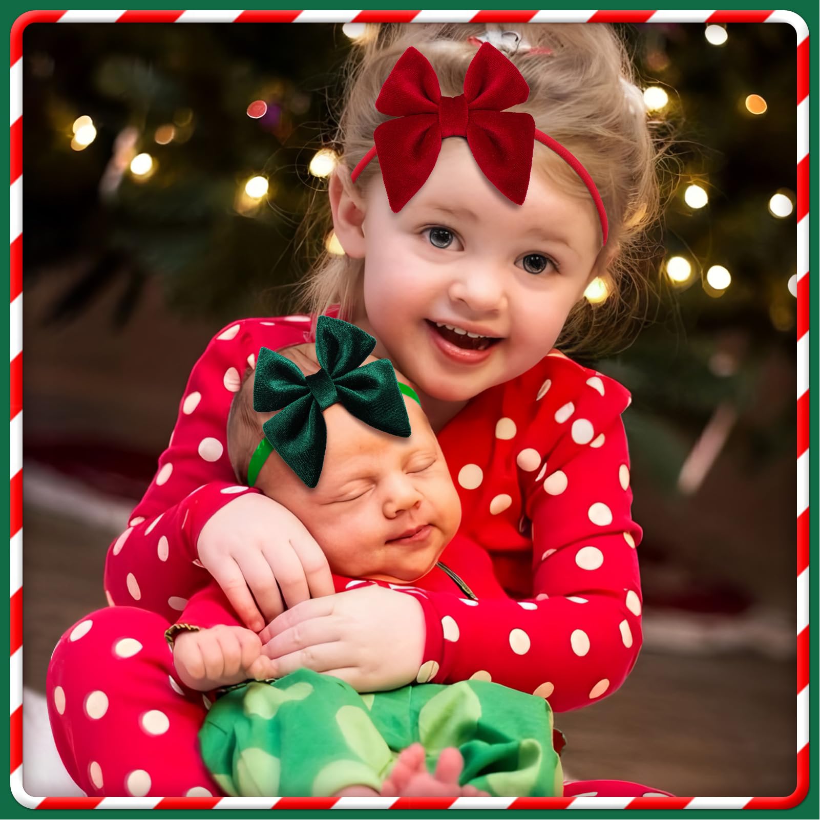 YanJie Christmas Sailor Baby Girls Headbands Bows Newborn Velvet Sailor Bow Nylon Headband Soft Elastic Christmas Hair Bow Accessories Gift for Newborn Infant Toddlers Kid Red Green White