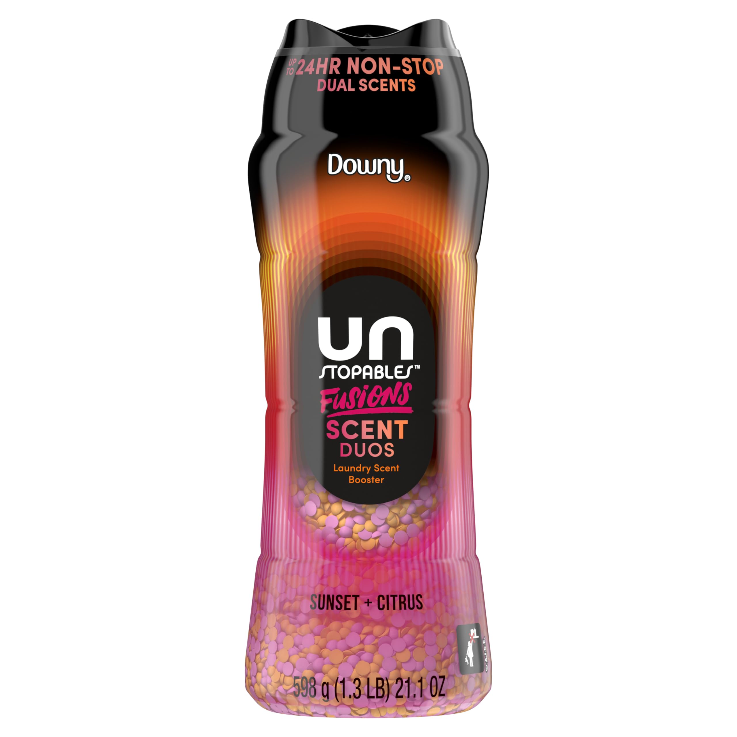 Downy Unstopables Fusions koraliki wzmacniające zapach do prania, zachód słońca i cytrusów, 600 ml, świeżość 2 w 1, koraliki wzmacniające zapach Downy