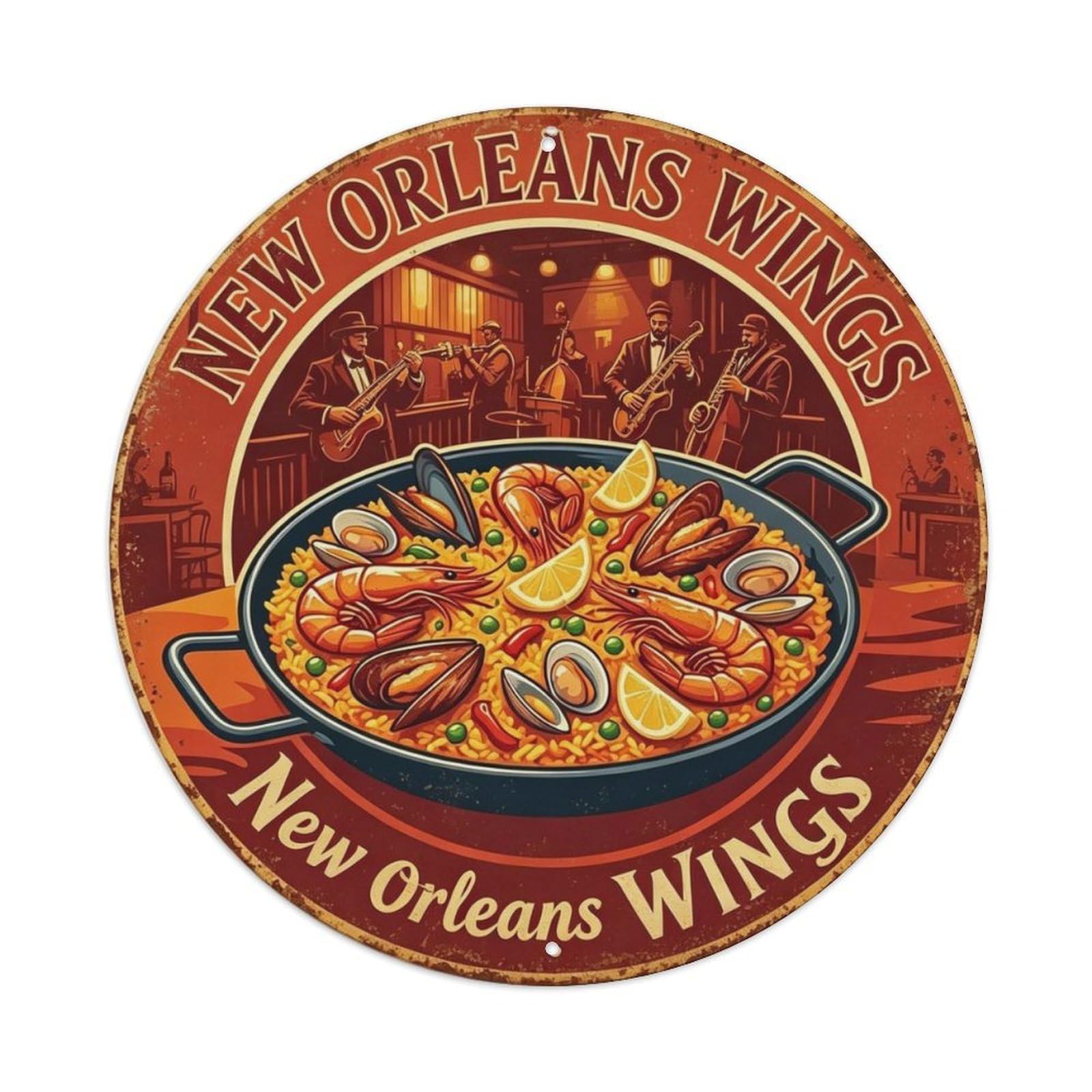 New Orleans Wings Metal Tin Sign Plaque