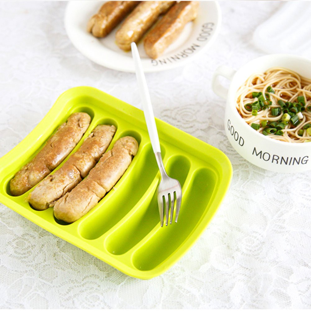 4.4 inch sausage silicone mold DIY hot dog handmade ham sausage,6 in 1 Making and Refrigerated Hot Dog (holiday best gift) green