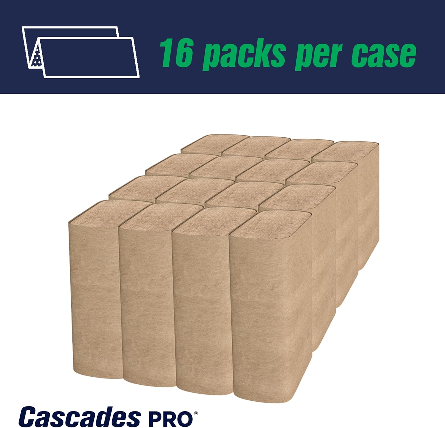 Cascades PRO Select Multifold Paper Towels Bulk- Universal Fit for Dispensers - Commercial Bathroom Kitchen Towel - 250 Sheets/pack, 16 Packs/Box - H175- Natural Brown
