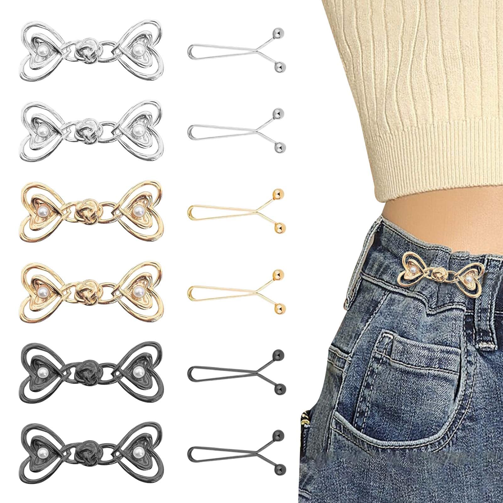 Waist Tightener, 12 Pcs Waist Adjuster Clips, Adjustable Waist Tighteners, Waist Tightener Clip, Jean Clips to Tighten Waist, for Loose Jeans, Skirts, Sleeves, Sweaters Clothing Accessories(2 Style)