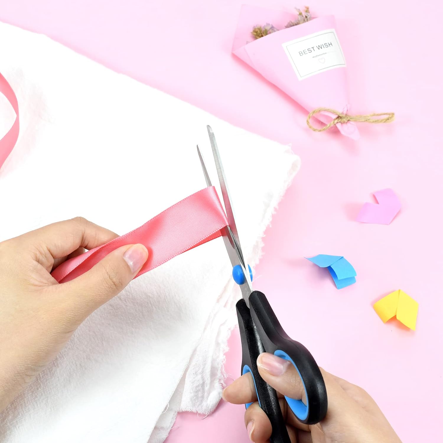 Multipurpose Sharp Scissors Set of 5, Premium Stainless Steel Blades, Comfort Grip Handles, Fabric Craft Scissors for Office School and Home, Right/ Left handed, 5.5/6.8/7.6/8/9.5inch (Black, Blue) : Arts, Crafts & Sewing